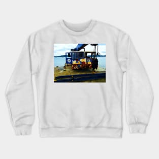 Old crane for lifting boats out of the Mediterranean opposite St. Tropez Crewneck Sweatshirt